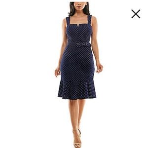 Navy polka dot stretch dress size 16
